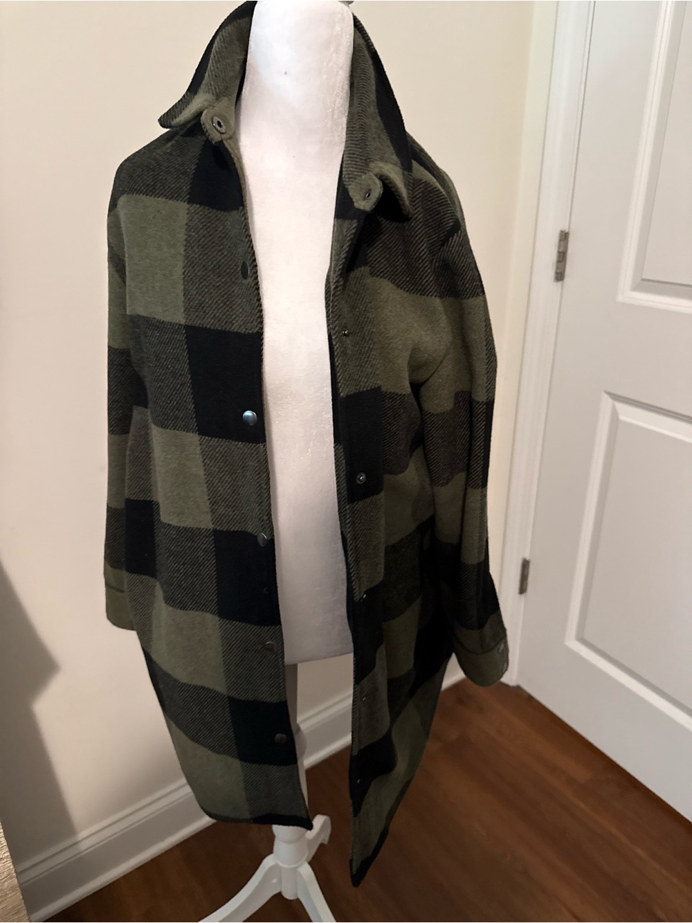 BB Dakota Olive & Black Buffalo Plaid Pea Coat